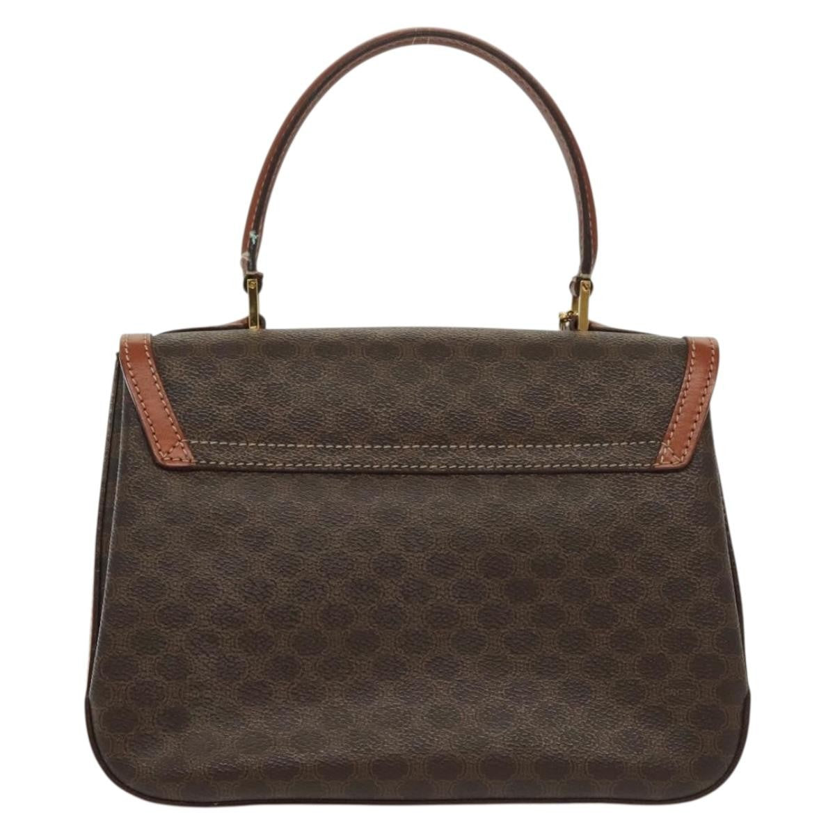 Celine Vintage Convertible Top Handle Bag Macadam Coated Canvas, BROWN, CANVAS, Handbag