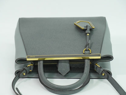 Fendi 2Jours Bag Leather, GRAY, LEATHER, Handbag