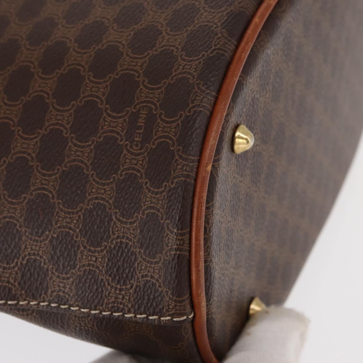 Celine Vintage Macadam Shoulder Bag Canvas and Leather, BROWN, PVC, Shoulder bag