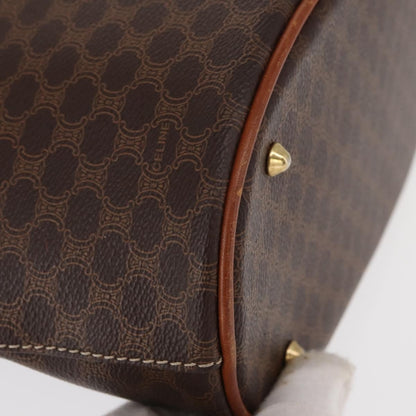 Celine Vintage Macadam Shoulder Bag Canvas and Leather, BROWN, PVC, Shoulder bag
