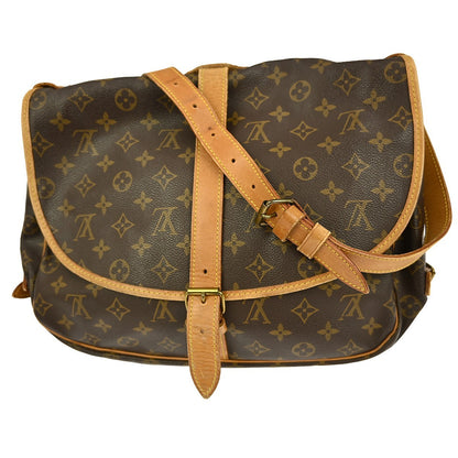 Louis Vuitton Saumur Handbag Monogram Canvas, BROWN, CANVAS, Shoulder bag