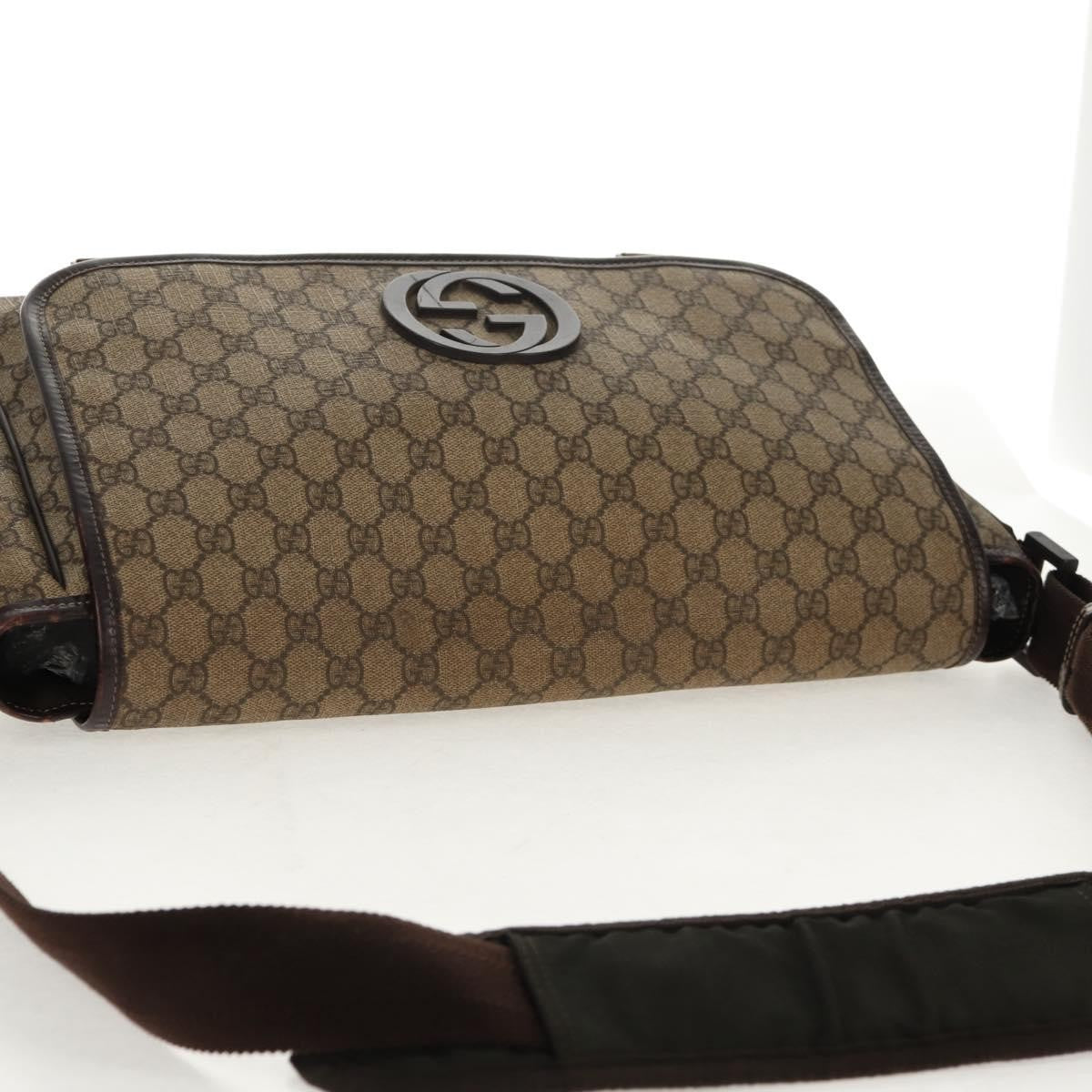 Gucci Interlocking G Messenger Bag GG Coated Canvas, BROWN, PVC, Crossbody bag
