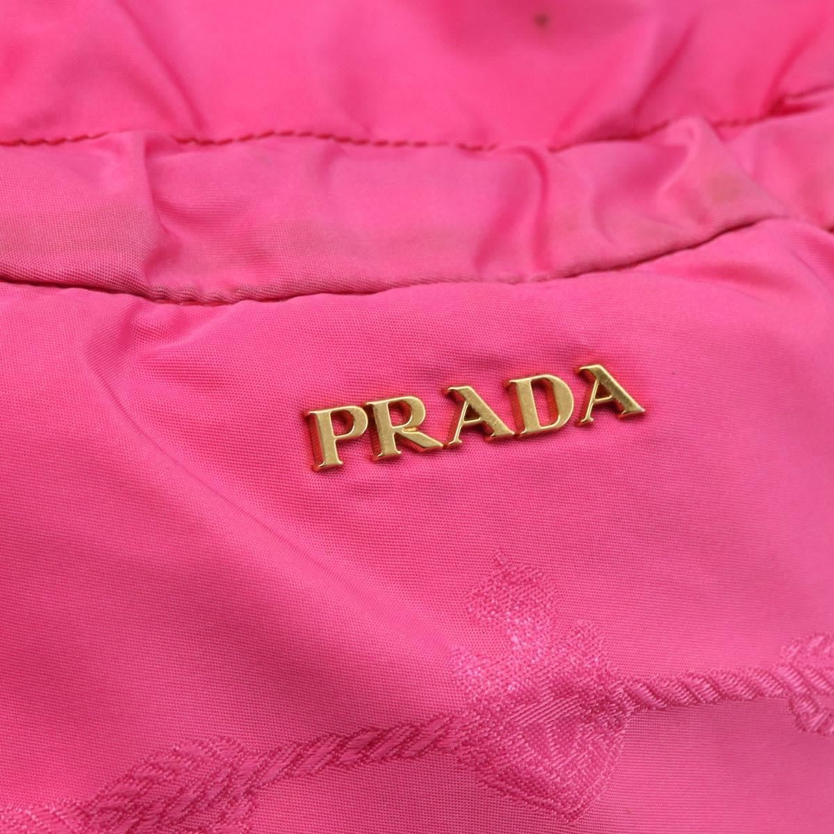 Prada Logo Drawstring Tote Tessuto, PINK, NYLON, Tote bag