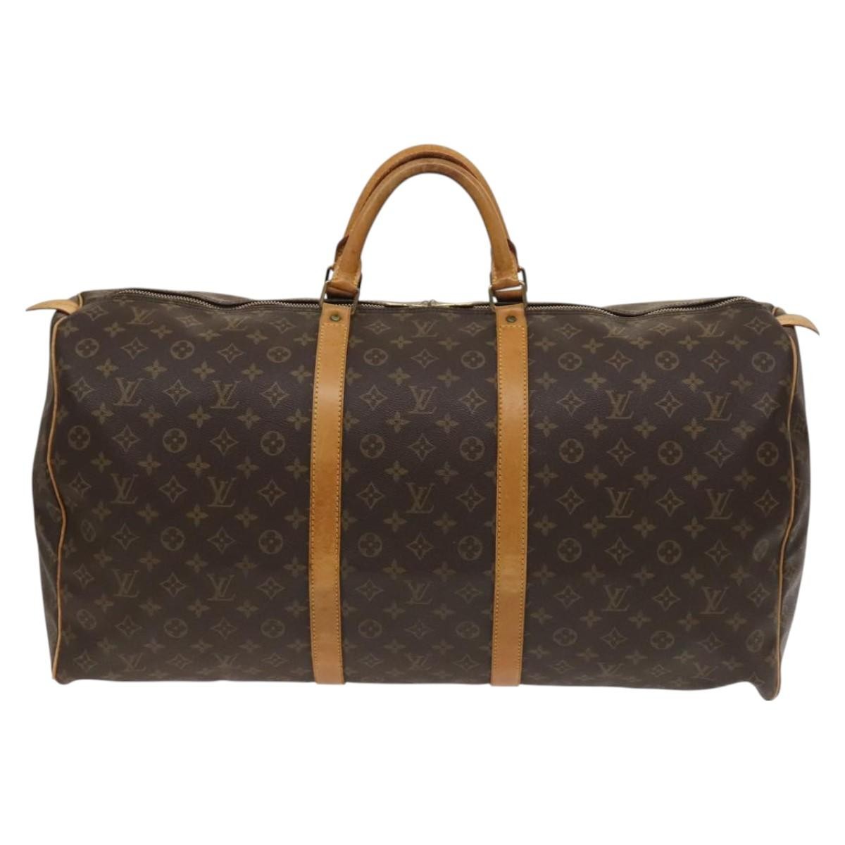 Louis Vuitton Keepall Bag Monogram Canvas, BROWN, CANVAS, Travel bag