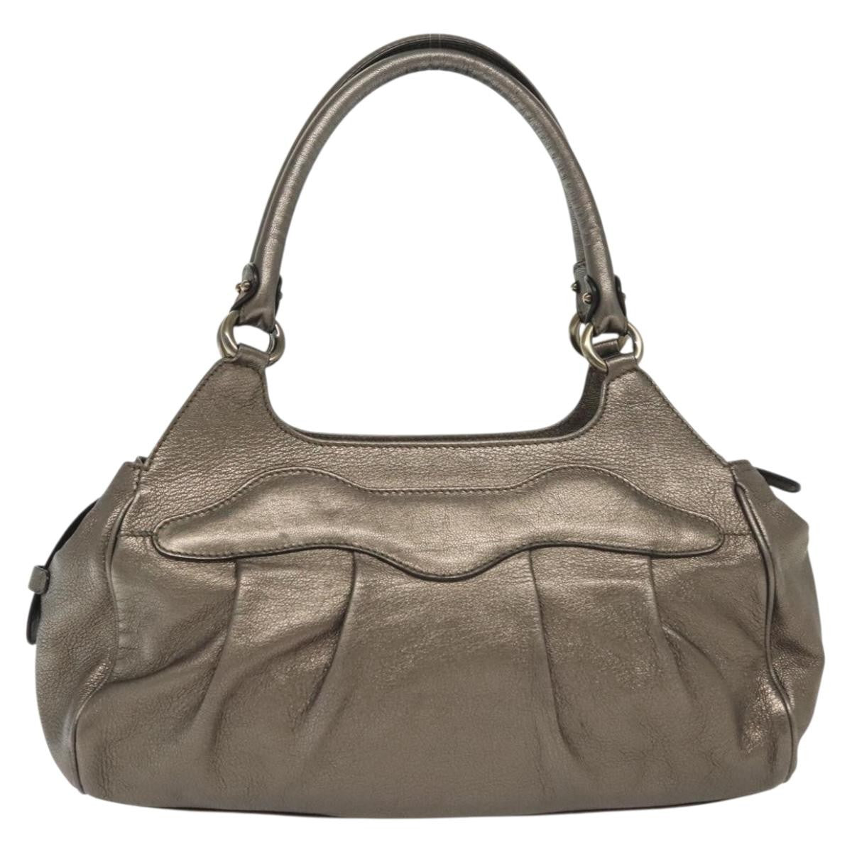 Salvatore Ferragamo Gancini handbag Leather, SILVER, LEATHER, Handbag