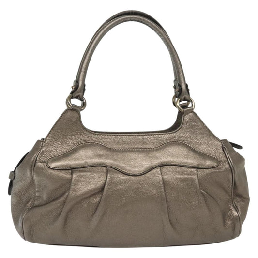 Salvatore Ferragamo Gancini handbag Leather, SILVER, LEATHER, Handbag