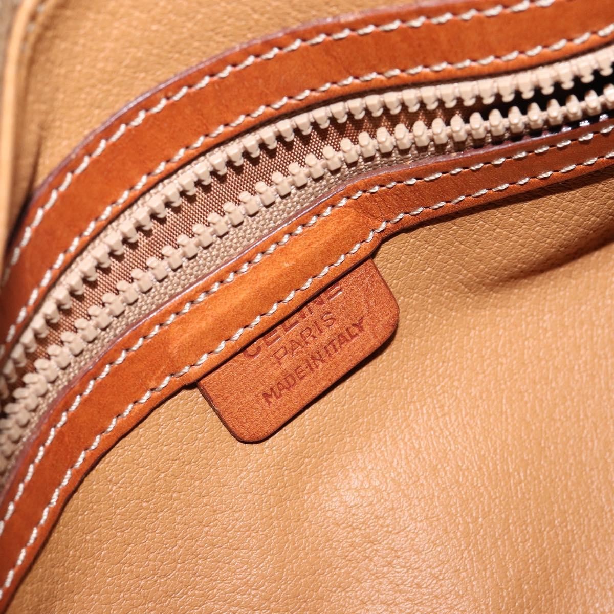 Celine Vintage Macadam Handbag Canvas and Leather, BROWN, PVC, Shoulder bag