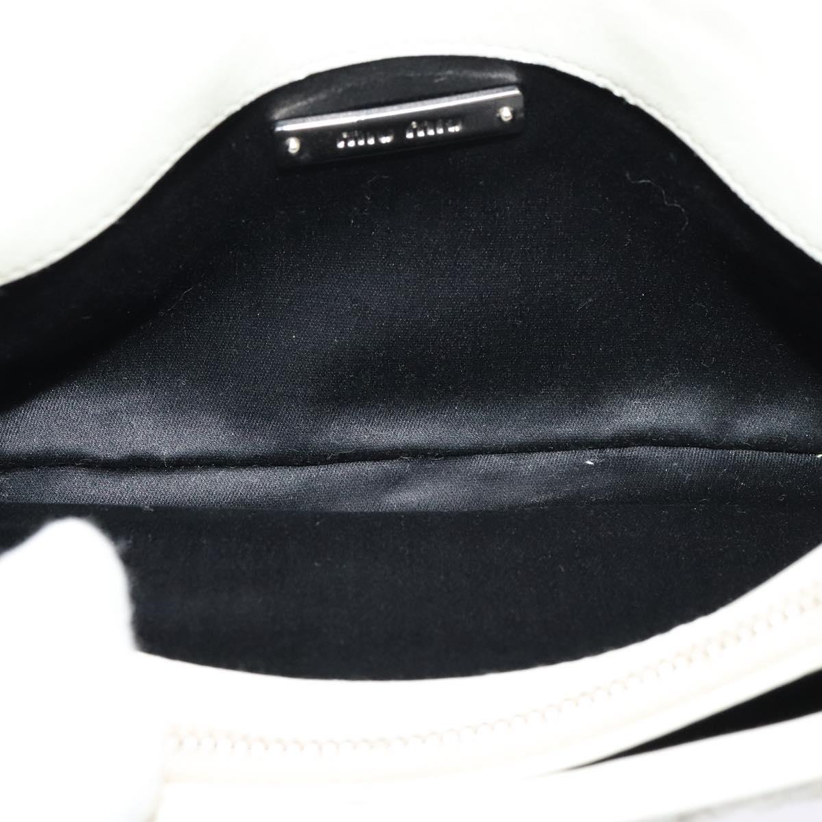 Miu Miu Crystal 2way Pouch Matelasse Leather, WHITE, LEATHER, Shoulder bag