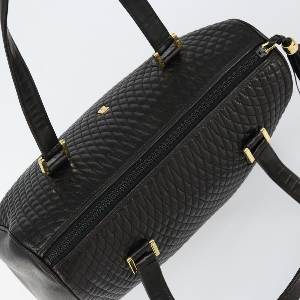 Bally Vintage Handbag Quilted Leather, BLACK, LEATHER, Handbag