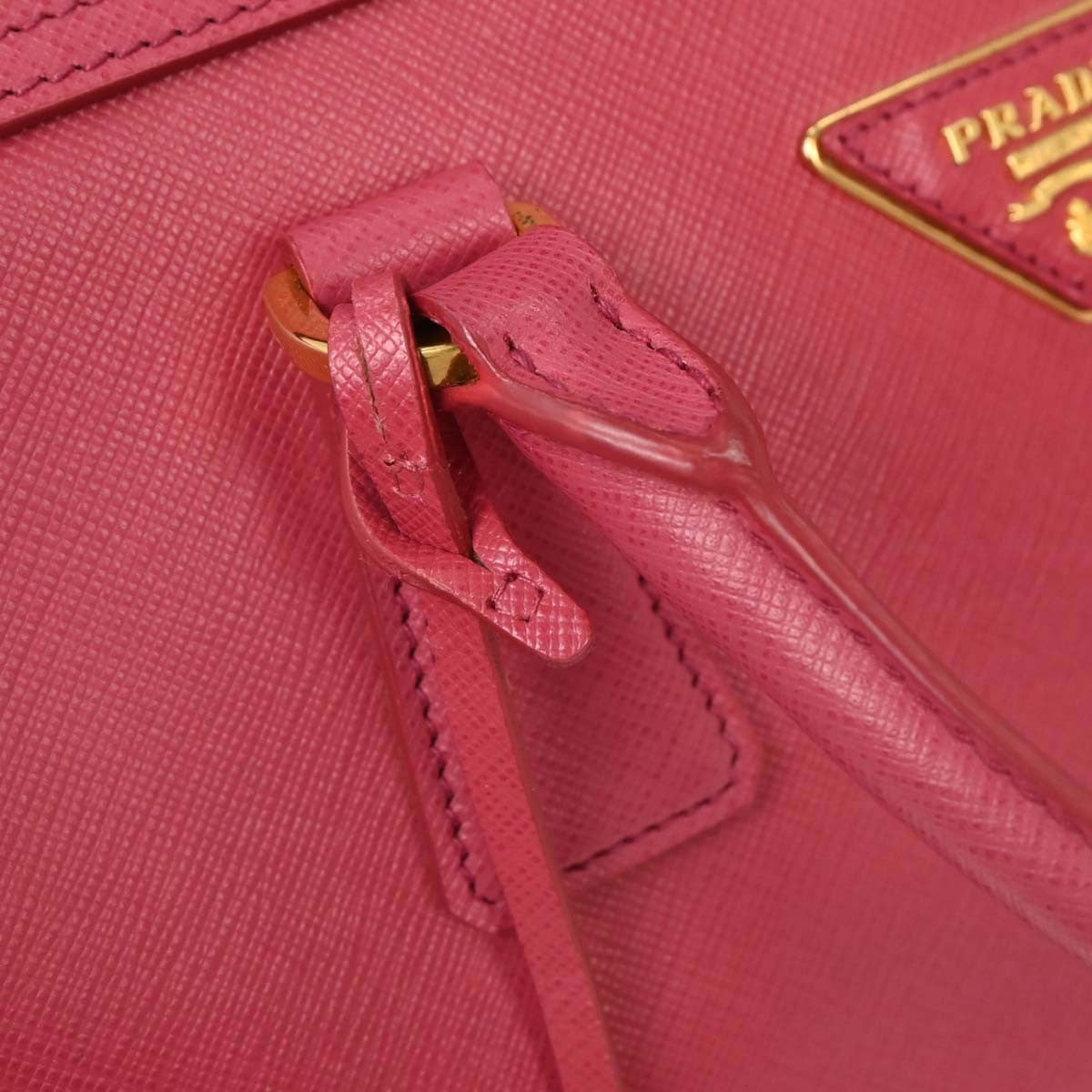 Prada Convertible Bowler Bag Saffiano Leather, PINK, LEATHER, Handbag