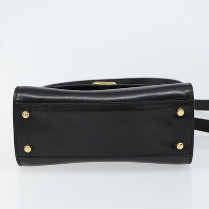 Bally Vintage Handbag Leather, Black, Leather, Handbag