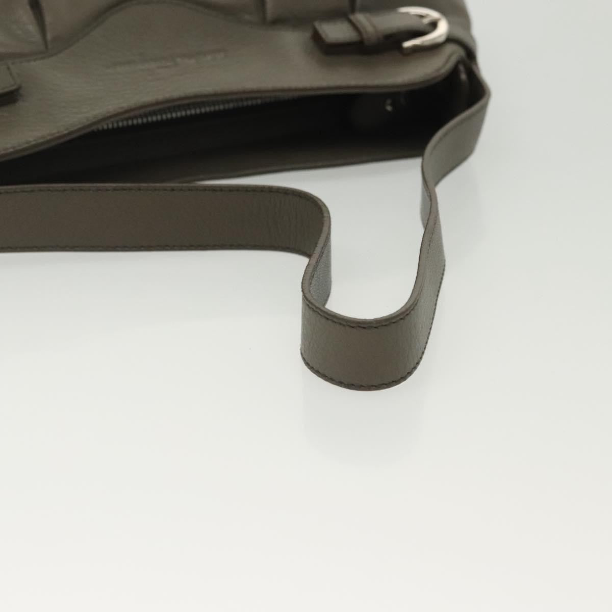 Salvatore Ferragamo Gancini Shoulder Bag Leather, GRAY, LEATHER, Shoulder bag