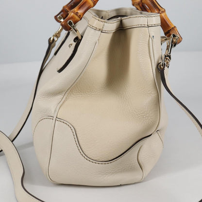 Gucci Diana Bamboo Top Handle Tote Leather, WHITE, LEATHER, Handbag