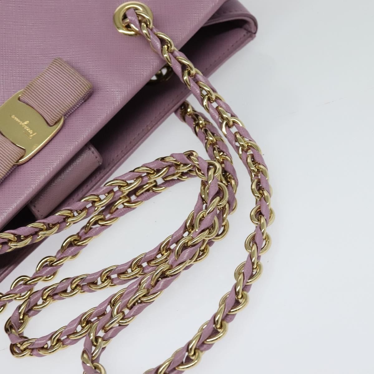 Salvatore Ferragamo Vara Bow Chain Tote Leather, PURPLE, LEATHER, Tote bag