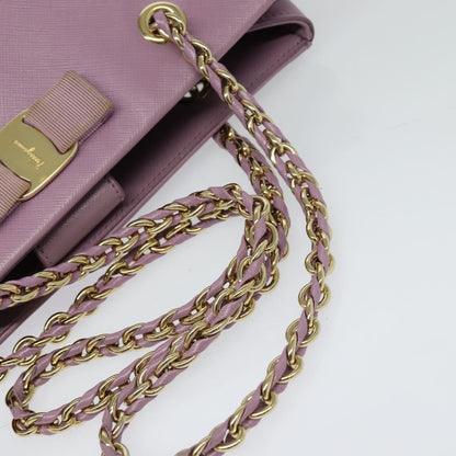 Salvatore Ferragamo Vara Bow Chain Tote Leather, PURPLE, LEATHER, Tote bag