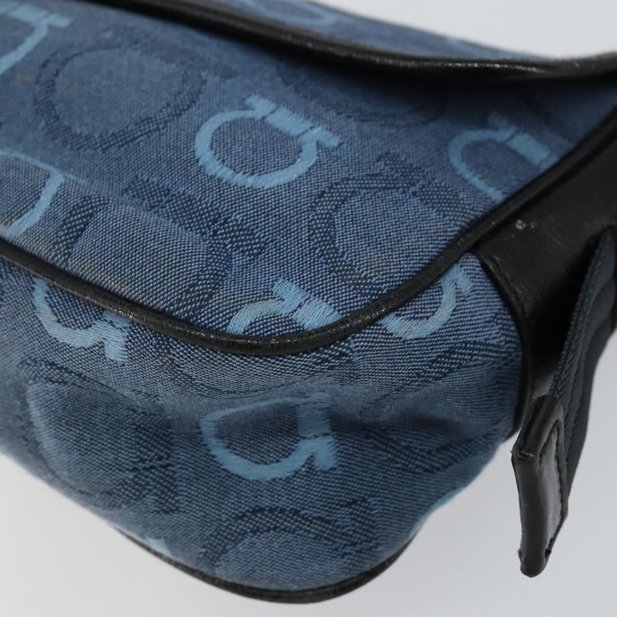 Salvatore Ferragamo Gancini Shoulder Bag Canvas, NAVY, CANVAS, Shoulder bag