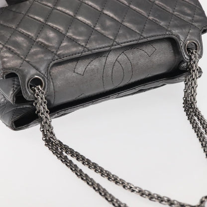 Chanel Reissue 2.55 Double Compartment Flap Bag Quilted Aged Calfskin, SILVER, LEATHER, Handbag