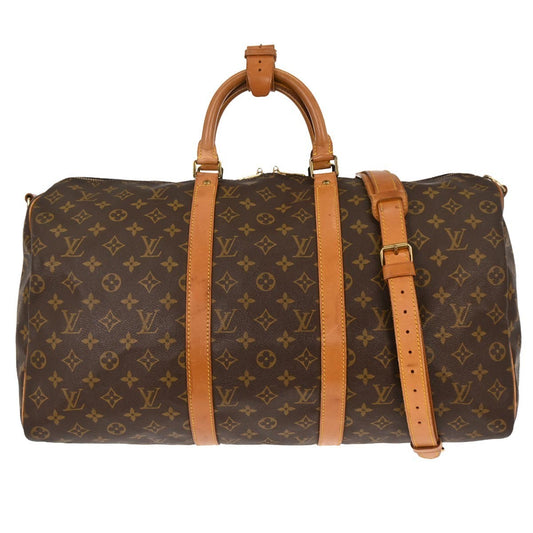 Louis Vuitton Keepall Bandouliere Bag Monogram Canvas, BROWN, CANVAS, Travel bag