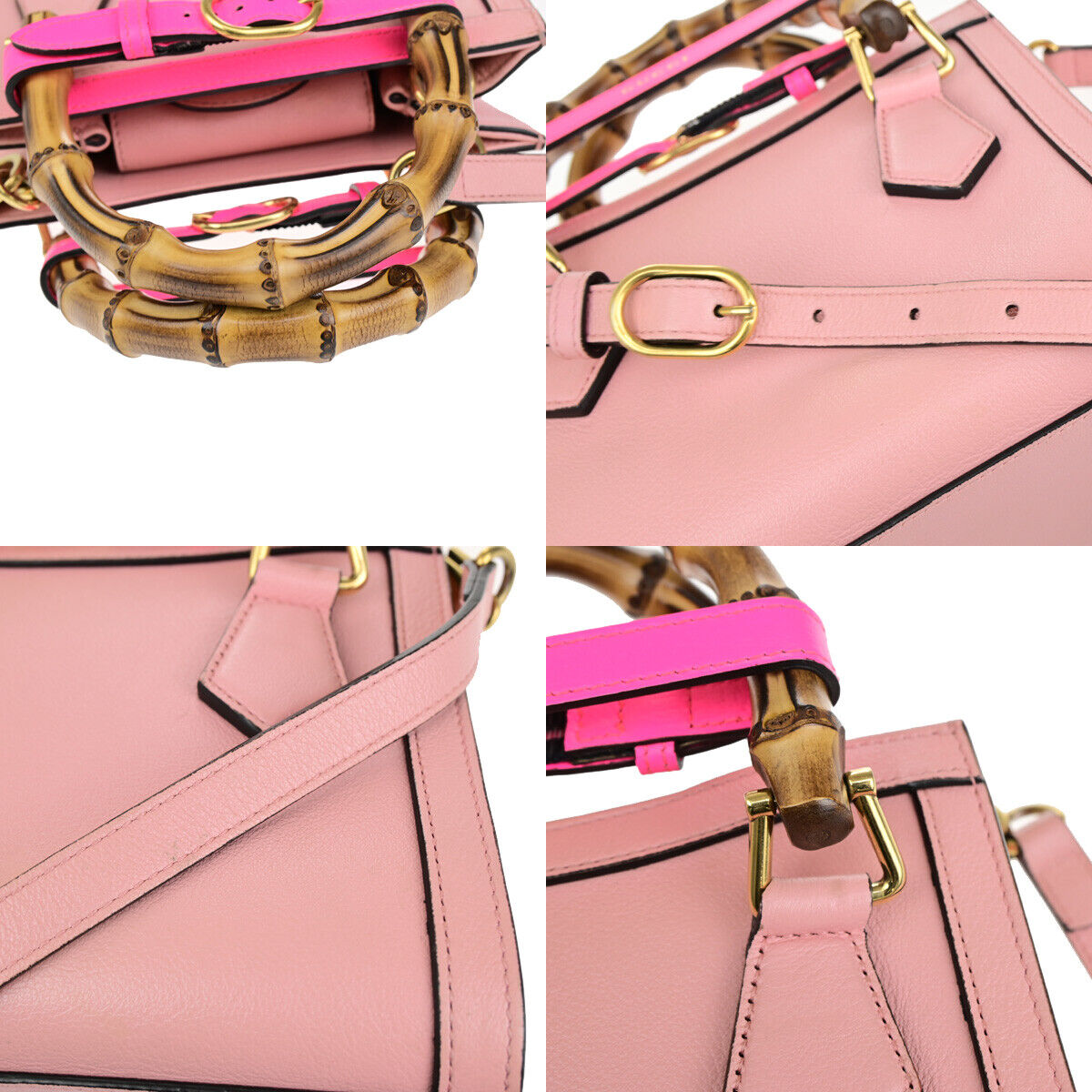 Gucci Diana NM Bamboo Handle Tote Leather, PINK, LEATHER, Tote bag