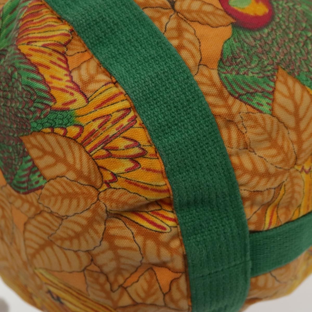 Hermes Vintage Drawstring Bucket Shoulder Bag Printed Canvas, ORANGE, CANVAS, Shoulder bag