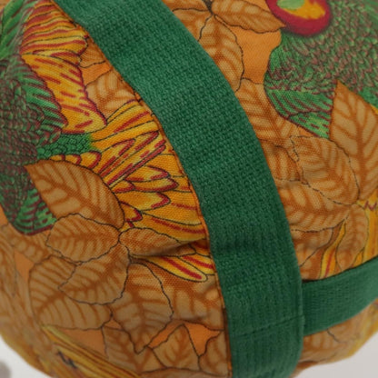Hermes Vintage Drawstring Bucket Shoulder Bag Printed Canvas, ORANGE, CANVAS, Shoulder bag