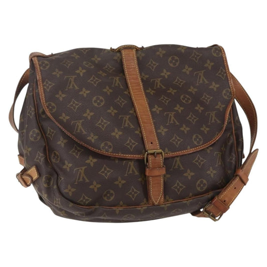 Louis Vuitton Saumur Handbag Monogram Canvas, BROWN, CANVAS, Shoulder bag