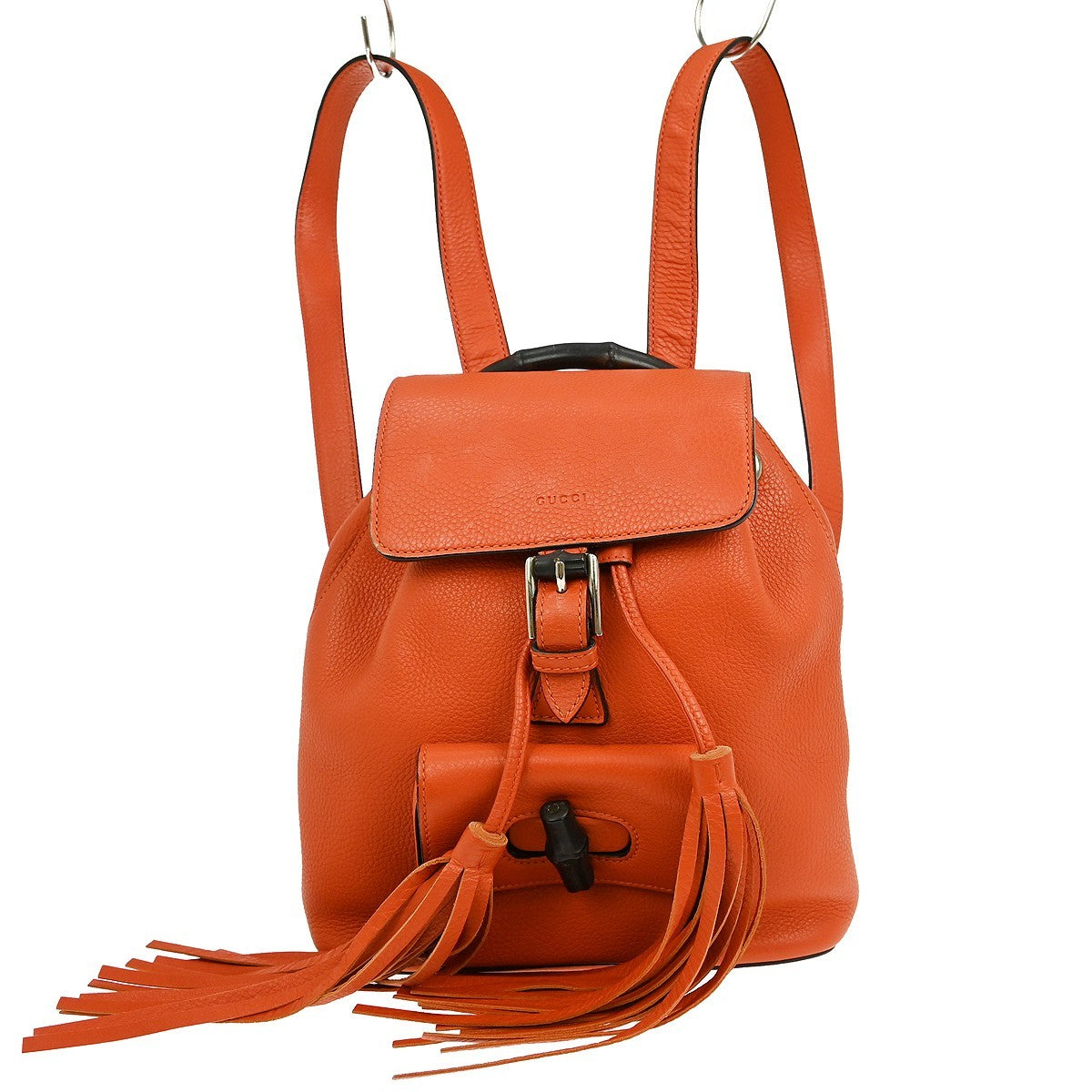 Gucci Bamboo Tassel Backpack Leather, ORANGE, LEATHER, Backpack