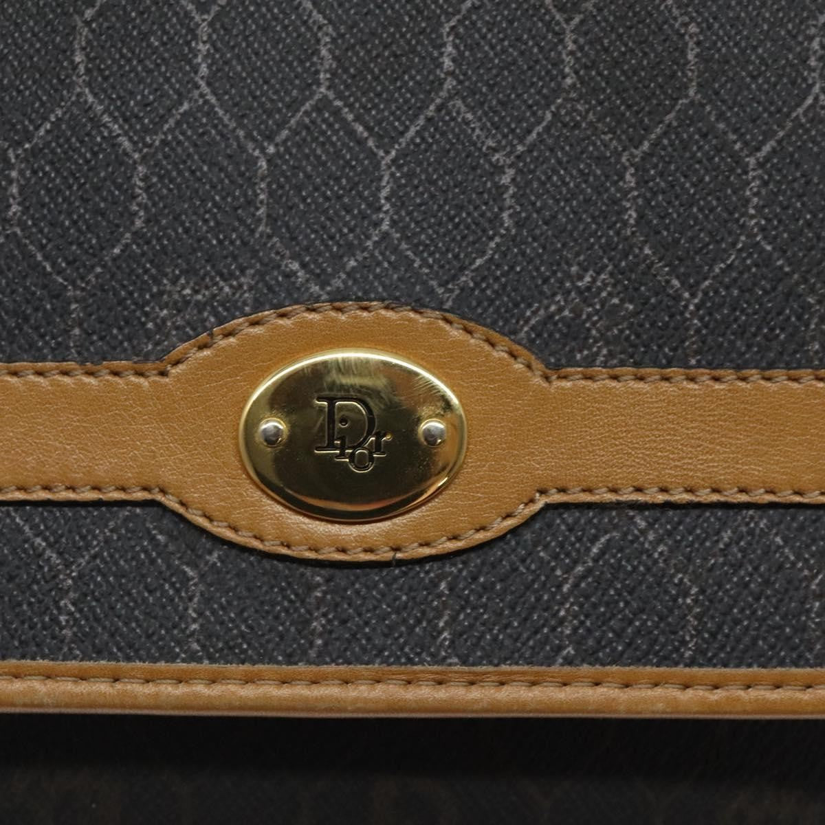 Christian Dior Vintage Honeycomb Flap Crossbody Bag Coated Canvas, GRAY, CANVAS, Crossbody bag