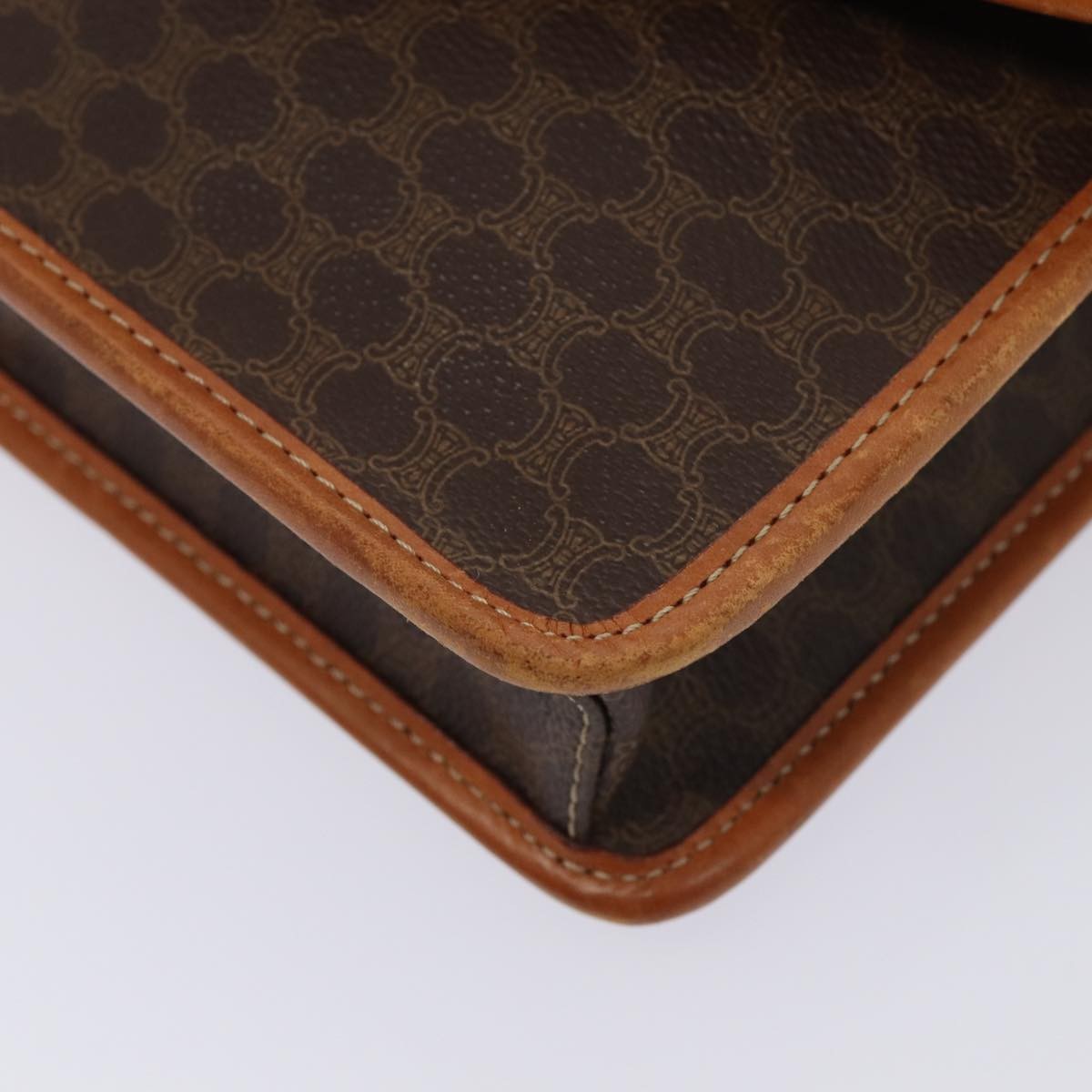 Celine Vintage Macadam Circle Logo Shoulder Bag Canvas and Leather, BROWN, CANVAS, Shoulder bag