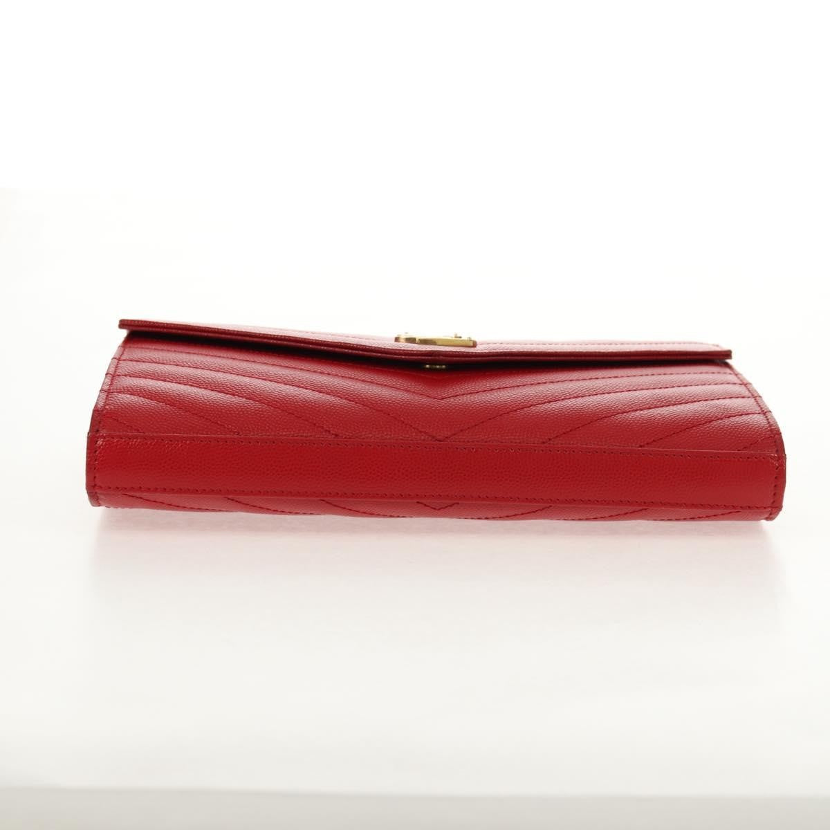 Saint Laurent Cassandra Wallet on Strap leather, RED, LEATHER, Shoulder bag