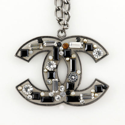 Chanel CC Pendant Necklace Metal with Crystals, SILVER, METAL, Necklace