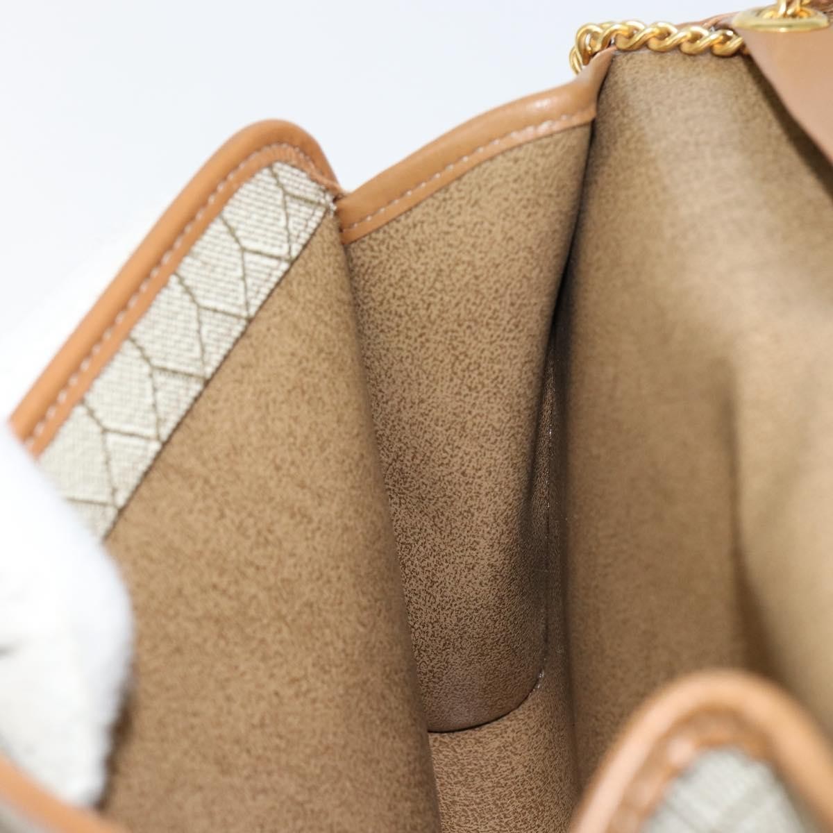 Christian Dior Vintage Honeycomb chain Canvas, BEIGE, CANVAS, Shoulder bag