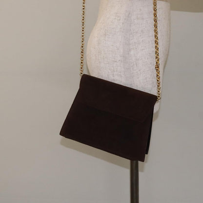 Salvatore Ferragamo Vintage Flap Chain Shoulder Bag Leather, BROWN, SUEDE, Shoulder bag