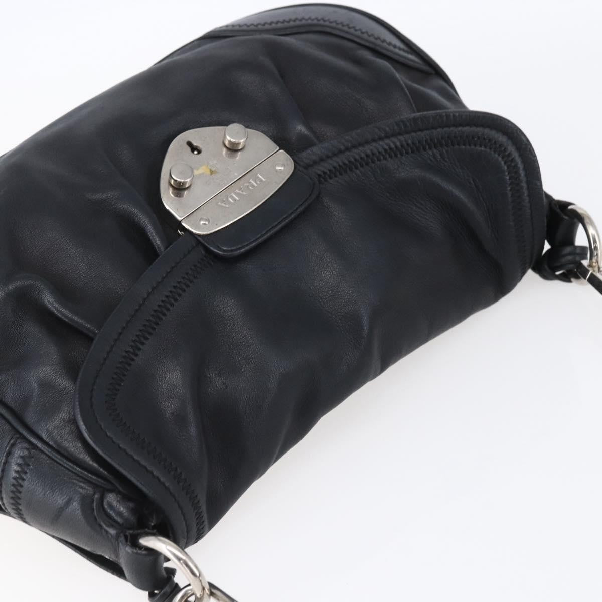 Prada Pushlock Shoulder Bag Leather, BLACK, LEATHER, Shoulder bag
