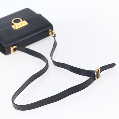 Salvatore Ferragamo Gancini Shoulder Bag Leather, NAVY, LEATHER, Shoulder bag