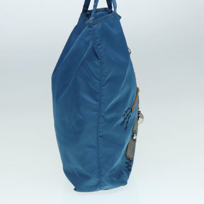 Prada Robot Open Tote Tessuto, BLUE, NYLON, Tote bag