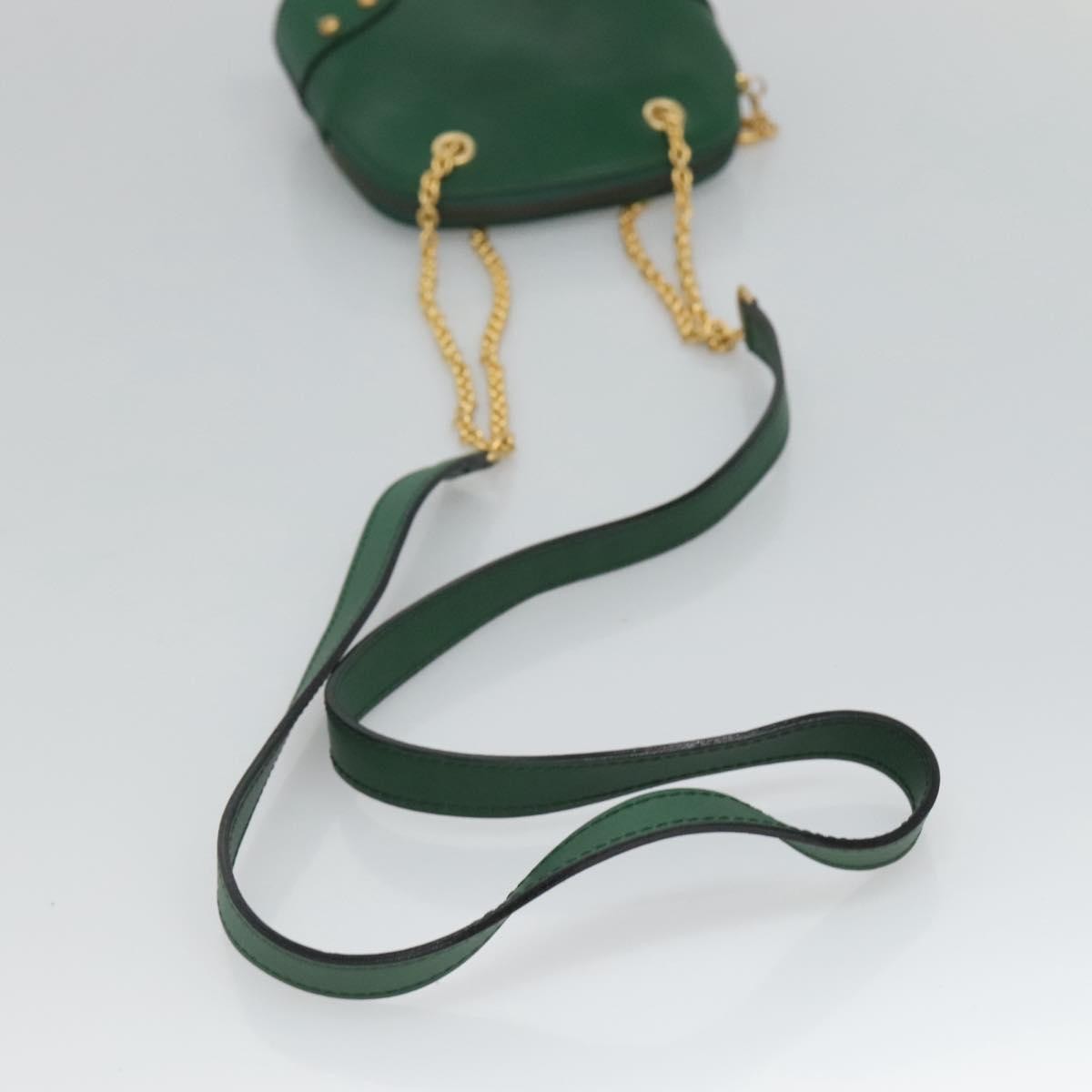 Celine Chain Shoulder Bag Leather, GREEN, LEATHER, Shoulder bag