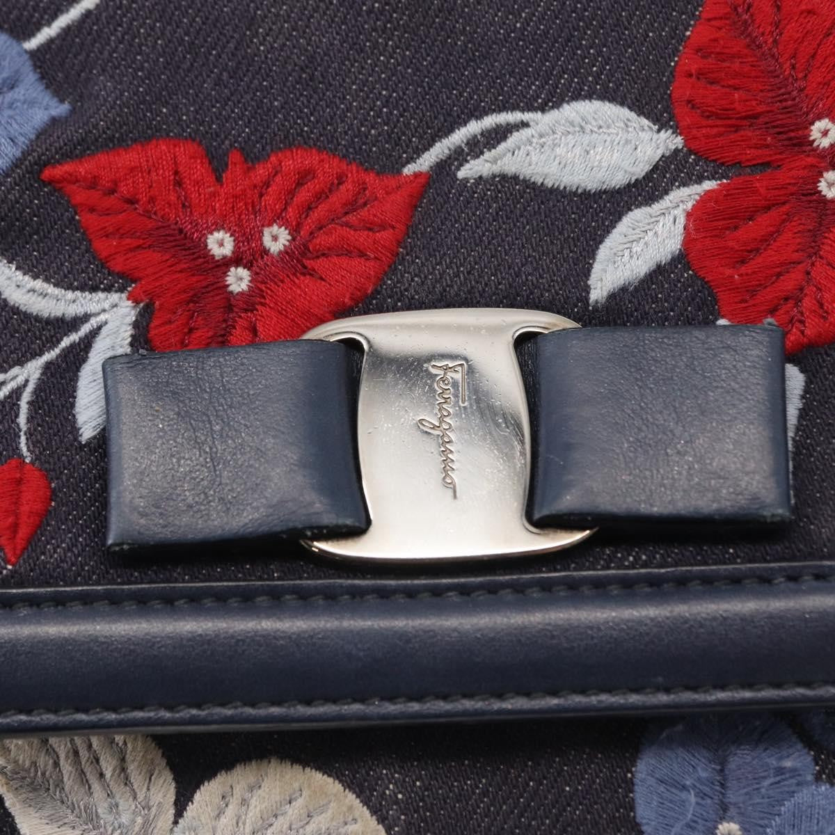 Salvatore Ferragamo Vala Handbag Leather, NAVY, DENIM_JEANS, Handbag