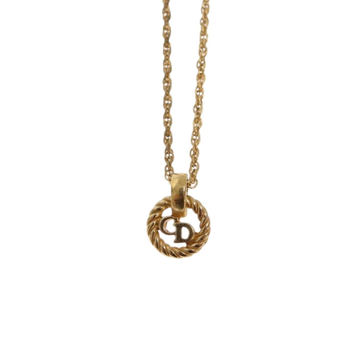 Christian Dior CD Round Pendant Necklace Metal, GOLD, METAL, Necklace