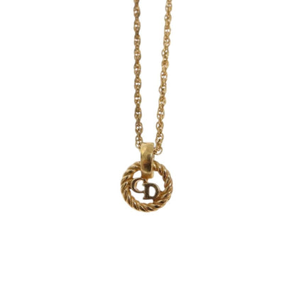Christian Dior CD Round Pendant Necklace Metal, GOLD, METAL, Necklace