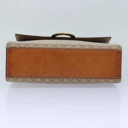Celine Vintage Macadam Circle Logo Shoulder Bag Canvas and Leather, Beige, Canvas, Shoulder Bag