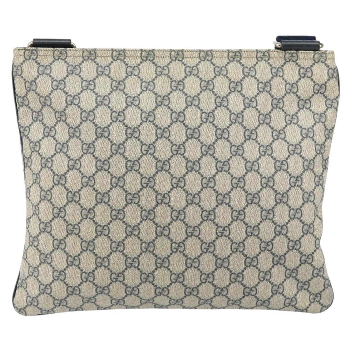 Gucci Zip Top Messenger Bag GG Coated Canvas, NAVY, PVC, Shoulder bag