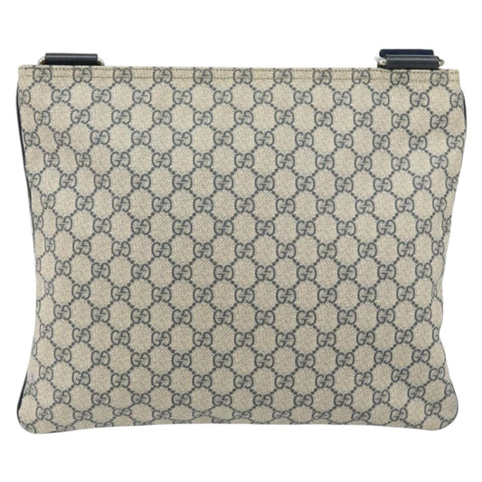 Gucci Zip Top Messenger Bag GG Coated Canvas, NAVY, PVC, Shoulder bag