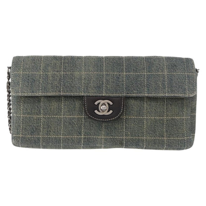 Chanel Chocolate Bar Flap Bag Quilted Denim, BLUE, DENIM_JEANS, Shoulder bag