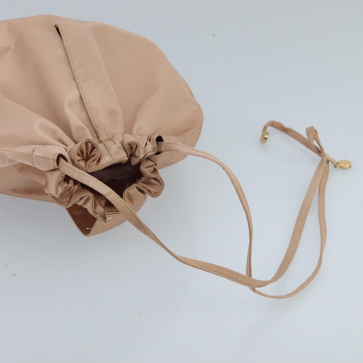 Chanel Vintage Drawstring Pouch Nylon, PINK, NYLON, Clutche & pouche