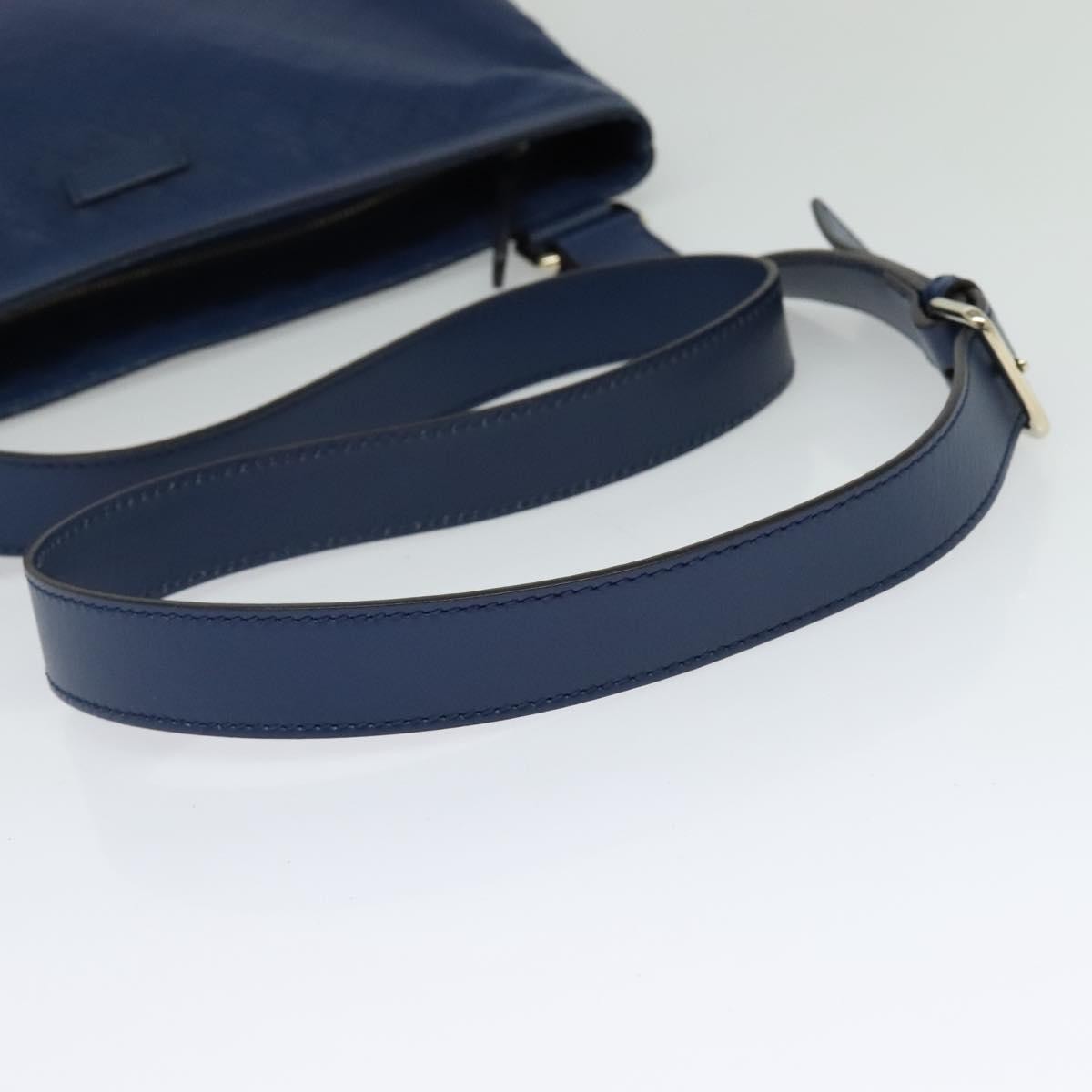 Gucci Zip Top Messenger Bag Diamante Leather, BLUE, LEATHER, Shoulder bag