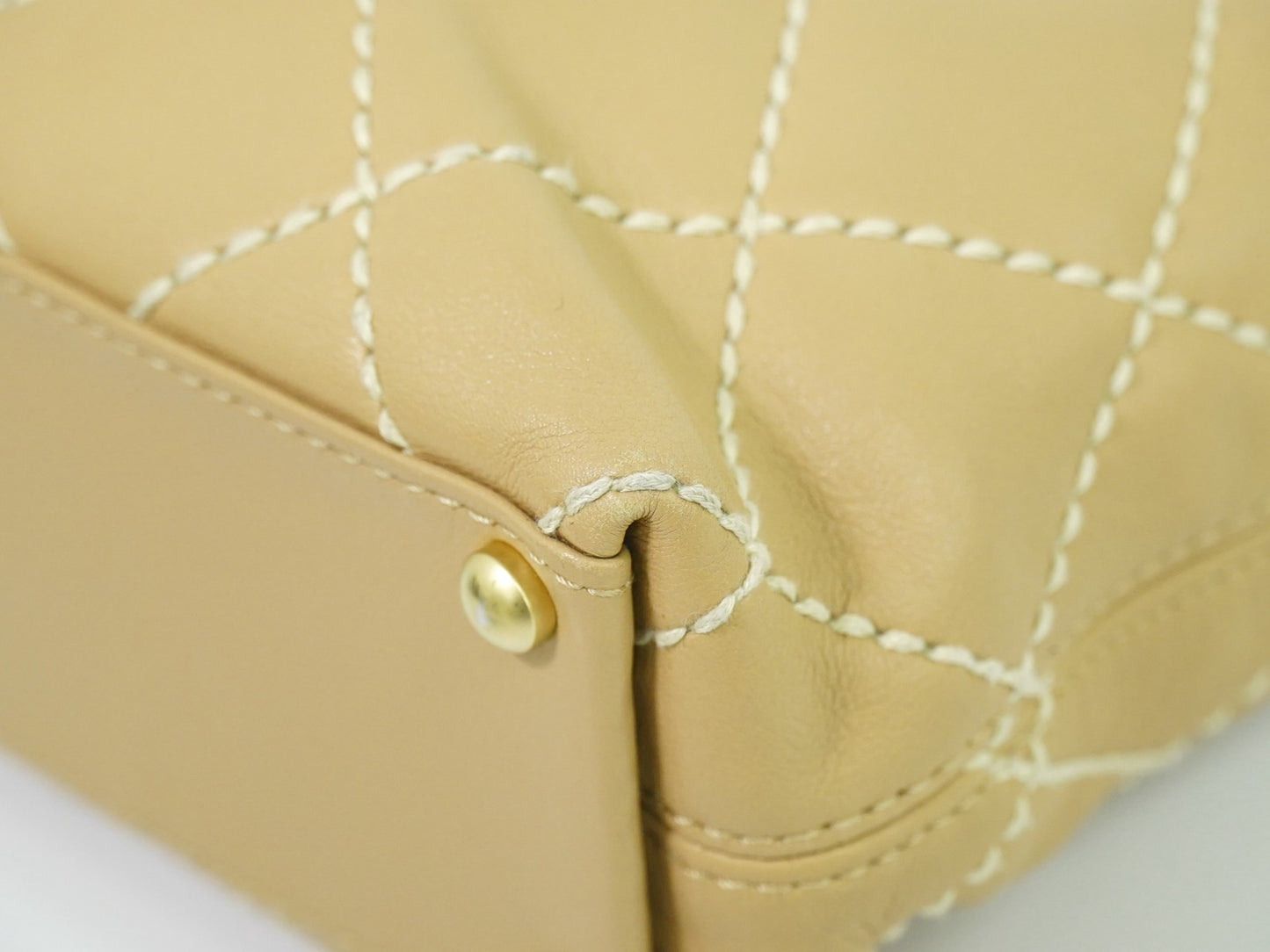 Chanel Surpique Tote Quilted Leather, BEIGE, LEATHER, Tote bag