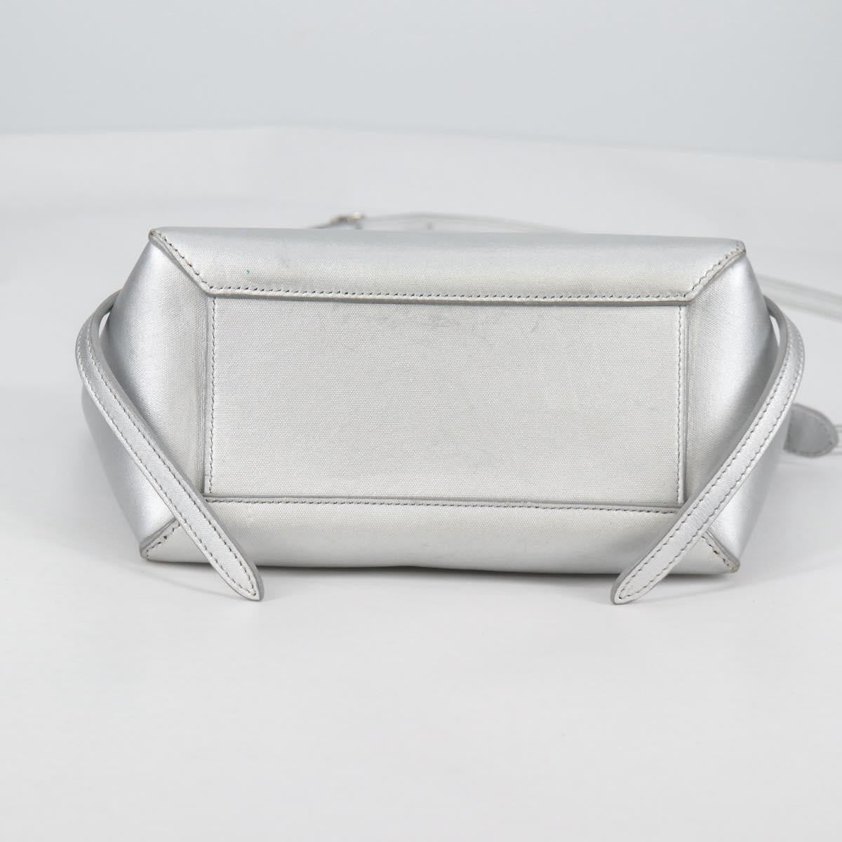 Celine Belt Bag Textured Leather, SILVER, LEATHER, Shoulder bag