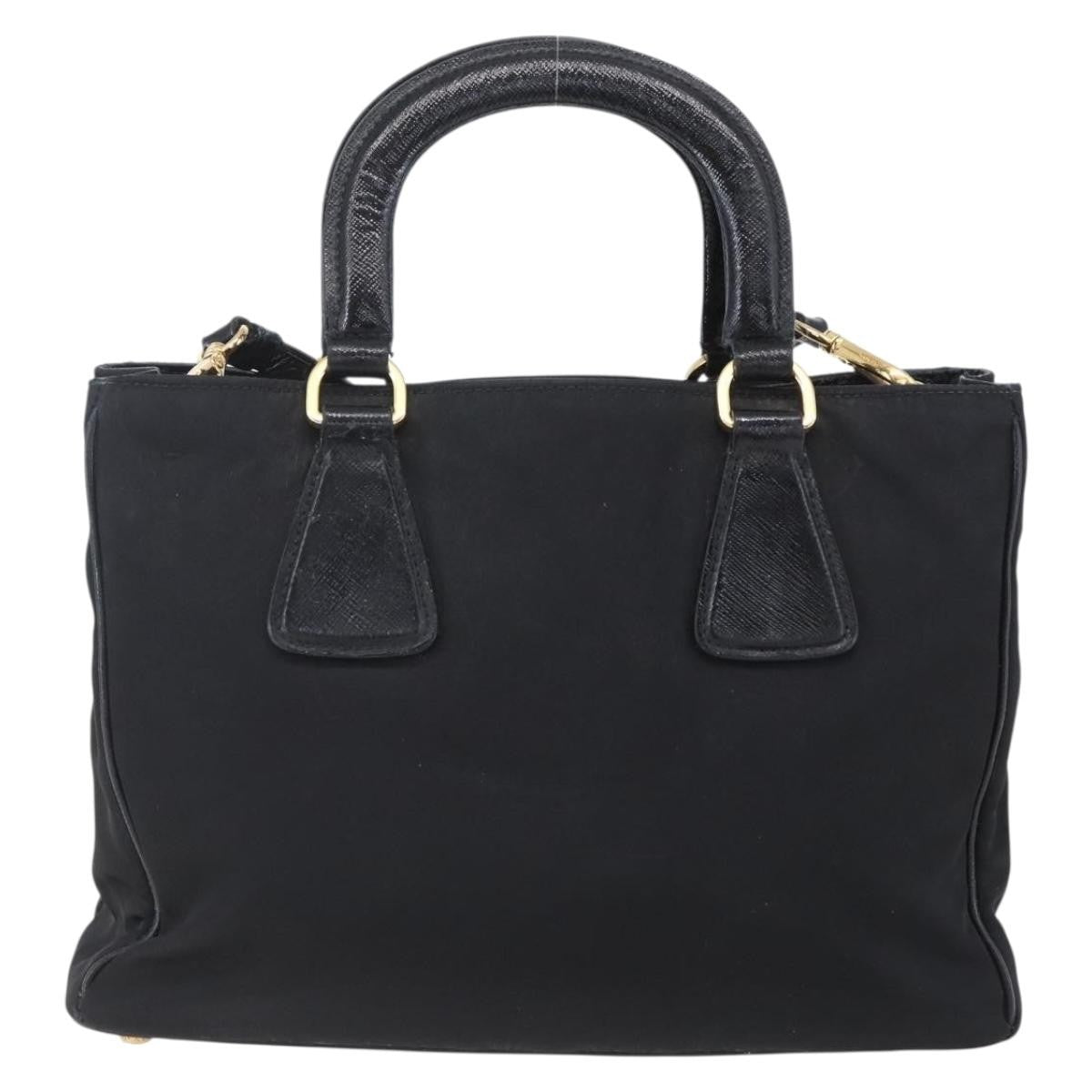 Prada Convertible Top Handle Tote Tessuto with Vernice Saffiano Leather, BLACK, NYLON, Handbag