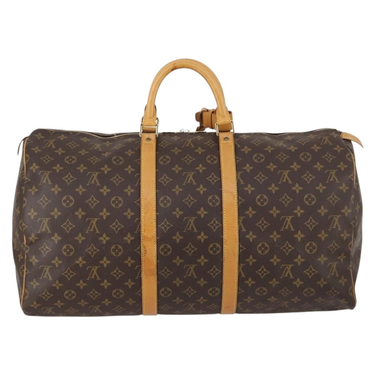 Louis Vuitton Keepall Bag Monogram Canvas, BROWN, CANVAS, Travel bag